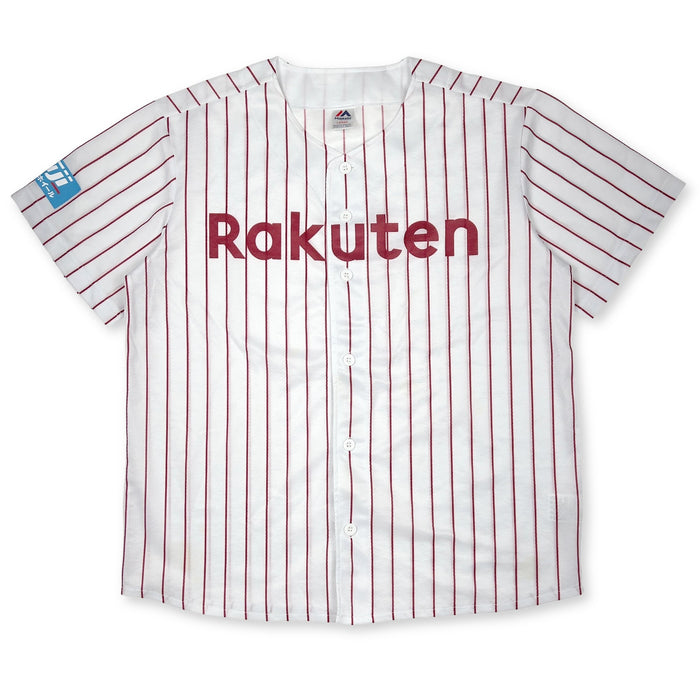 Genuine Japan Baseball Majestic Tohoku Rakuten Eagles Pin Stripe Jersey White - Sugoi JDM