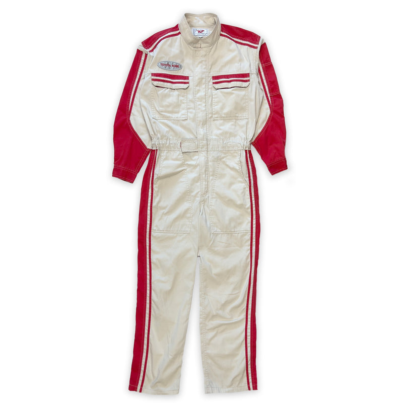 Genuine Retro Japan JDM Toyota Kobe Summer Jumpsuit Coveralls Tsunagi Red - Sugoi JDM