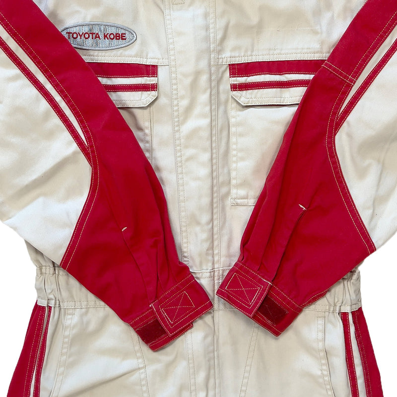 Genuine Retro Japan JDM Toyota Kobe Summer Jumpsuit Coveralls Tsunagi Red - Sugoi JDM