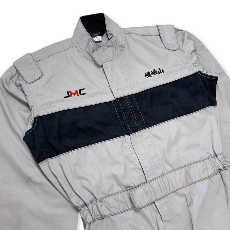 Genuine Retro JDM Japan Motorsports College JMC Coveralls Tsunagi Grey - Sugoi JDM