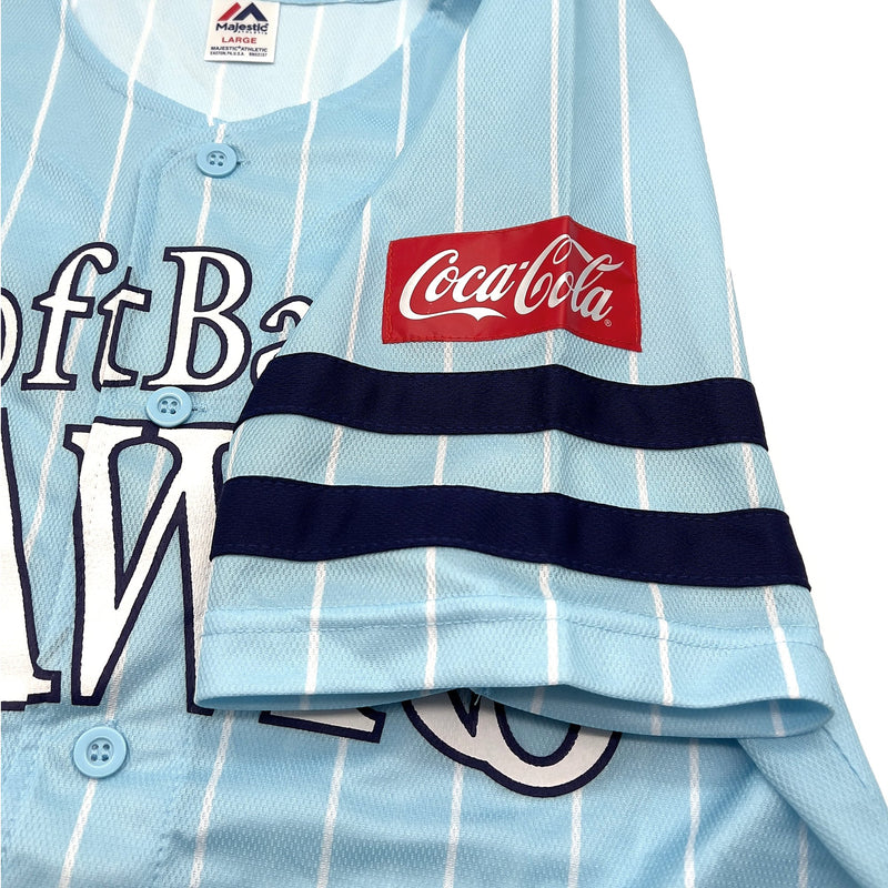 Limited Retro Majestic Japan Softbank Hawks Baseball Jersey 2019 Blue - Sugoi JDM