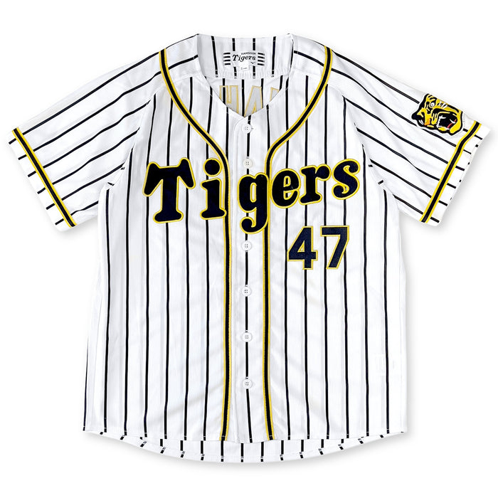 Mizuno Japan NPB Hanshin Tigers Riku Kawahara Baseball Home Knit Jersey #47 - Sugoi JDM