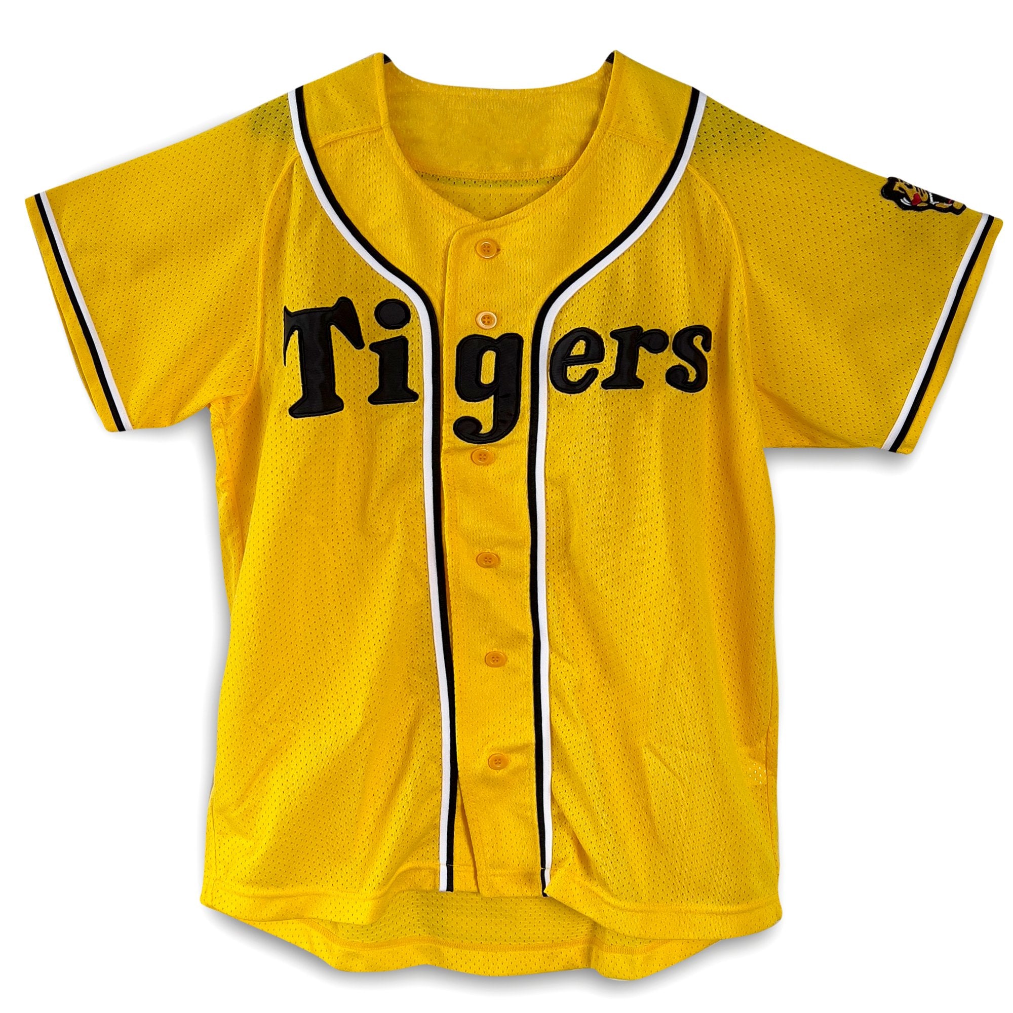 New Official Mizuno Retro NPB Japan Hanshin Tigers Fan Club Baseball Knit Jersey Black Yellow Sugoi JDM