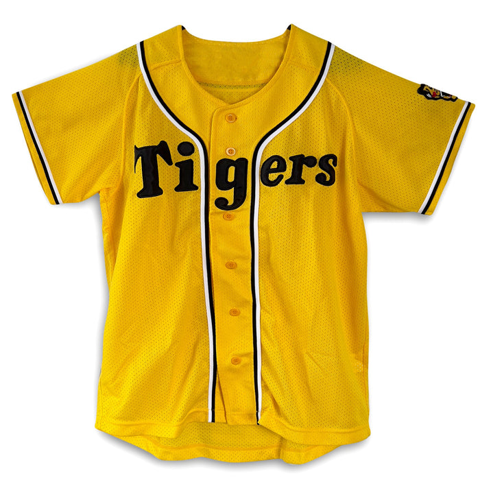 New Official Mizuno Retro NPB Japan Hanshin Tigers Fan Club Baseball Knit Jersey Black Yellow - Sugoi JDM