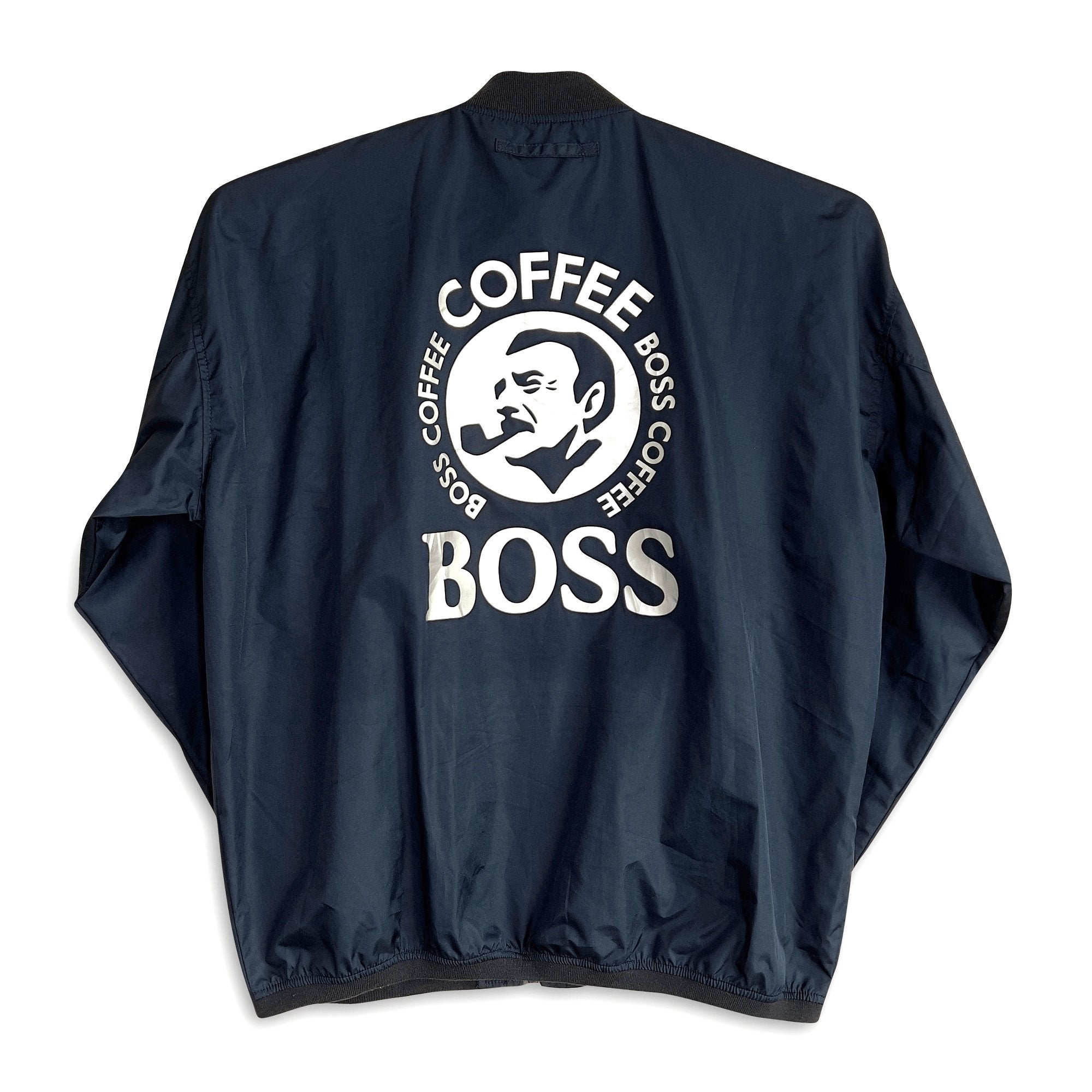 Limited Retro Japan Suntory Boss Coffee 25th Coaches Jacket Navy