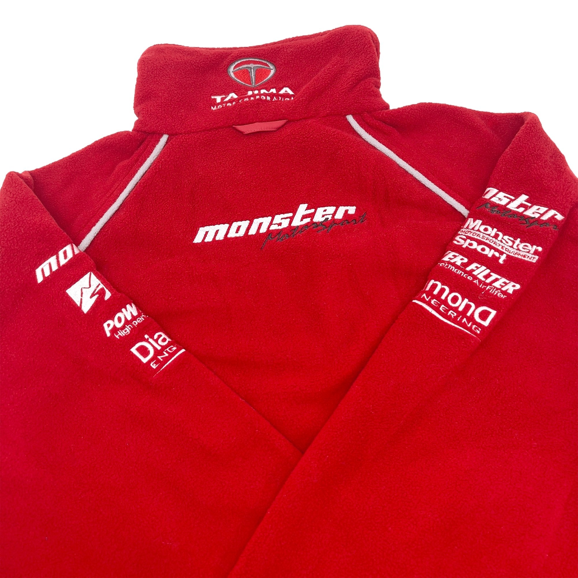 Retro JDM Japan Tajima Corporation Monster Sport Fleece Jacket Red